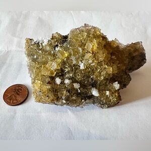 Yellow Fluorite with Dolomite Crystal Cluster